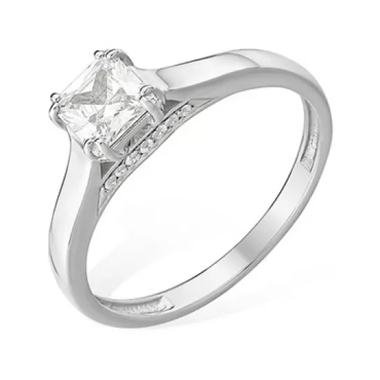 Кольцо с фианитом из серебра