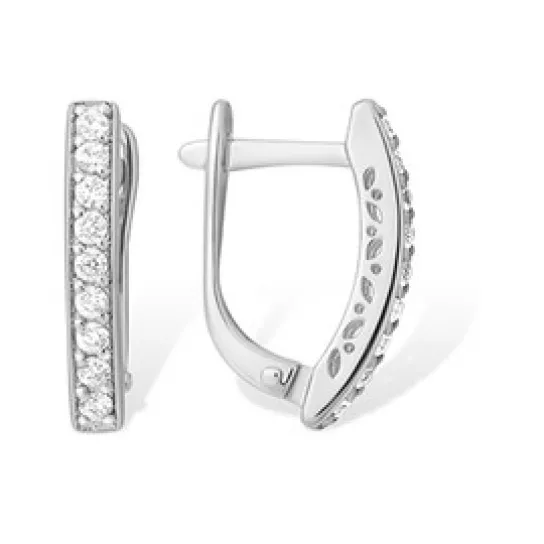 Серьги с фианитом из серебра