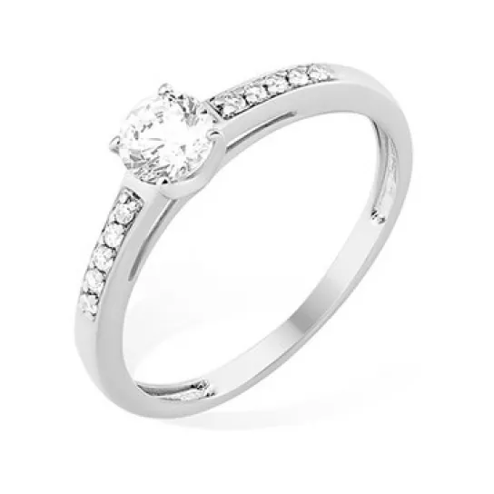 Кольцо с фианитом из серебра