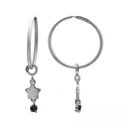 Серьги-конго с фианитом из серебра