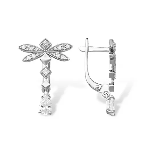 Серьги с фианитом из серебра