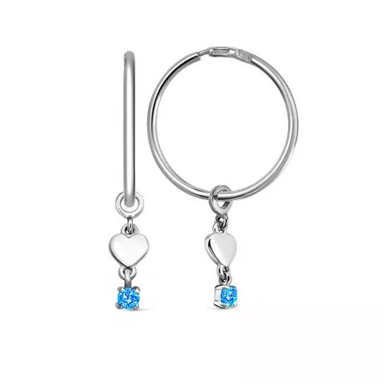 Серьги-конго с фианитом из серебра