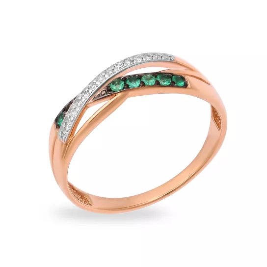 Кольцо с бриллиантами с изумрудом из золота