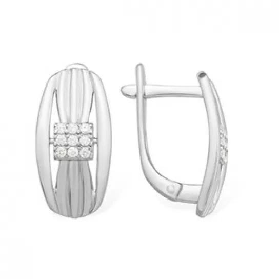 Серьги с фианитом из серебра