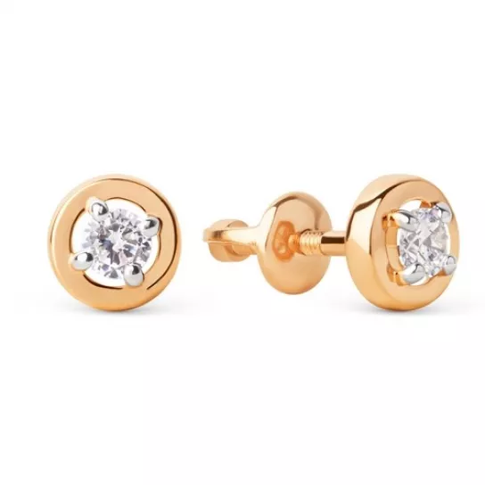 Пусеты с фианитом из золота