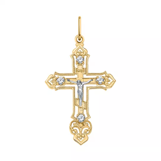 Крест с фианитом из золота