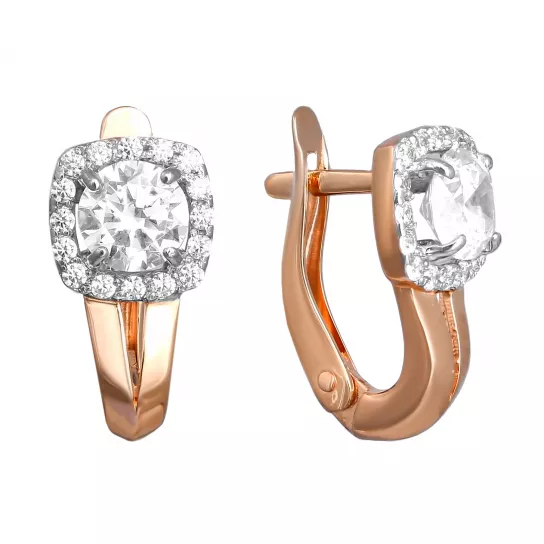 Серьги с фианитом из золота