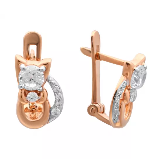 Серьги детские с фианитом из золота