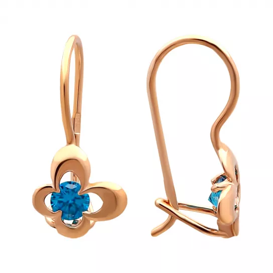 Серьги детские с фианитом из золота