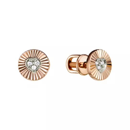 Пусеты с фианитом из золота