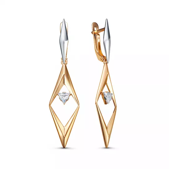 Серьги с фианитом из золота