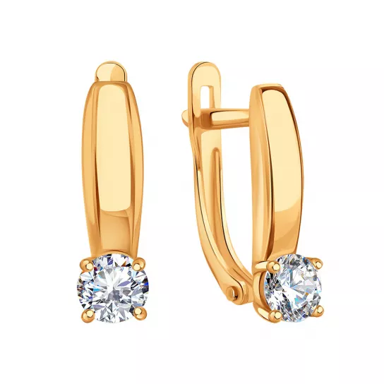 Серьги с фианитом из золота