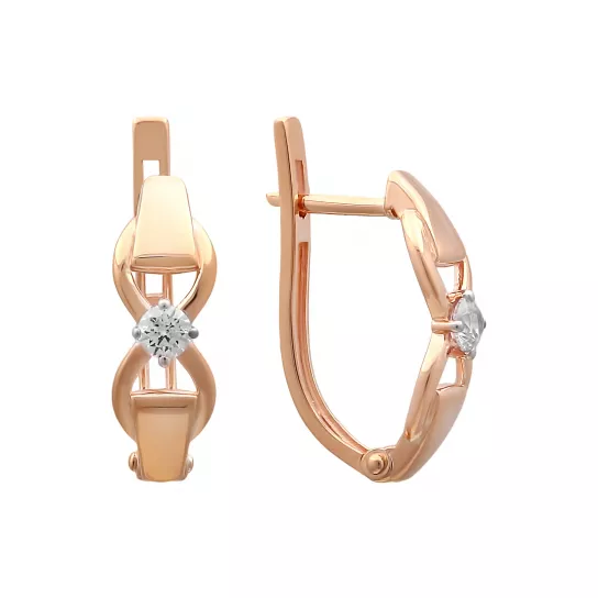 Серьги с фианитом из золота