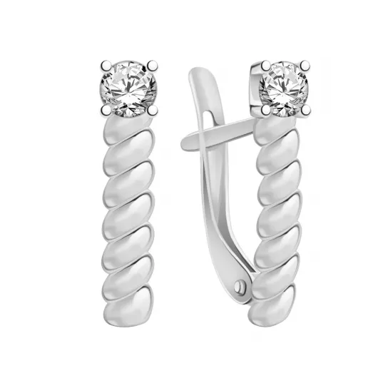 Серьги с фианитом из серебра