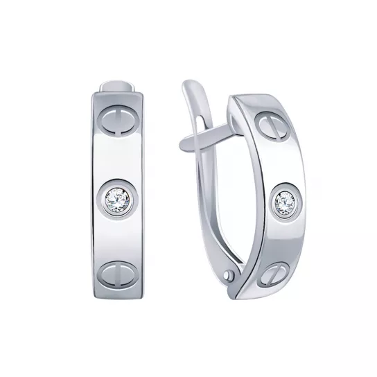 Серьги с фианитом из серебра