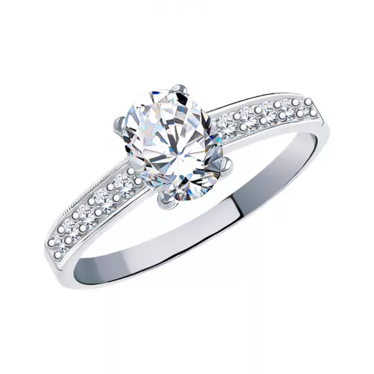 Кольцо с фианитом из серебра