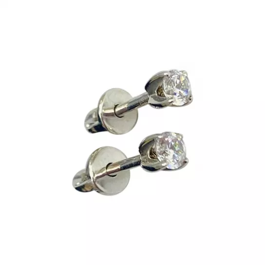 Пусеты с фианитом из серебра