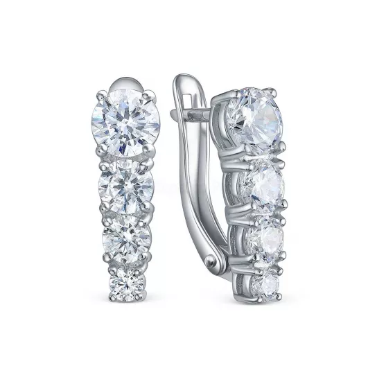Серьги с фианитом из серебра