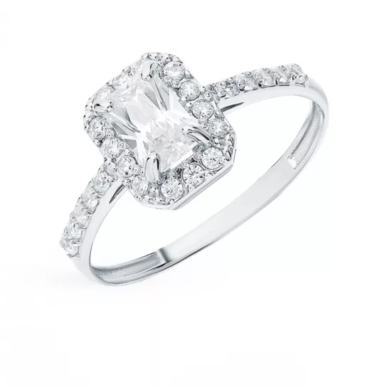 Кольцо с фианитом из серебра