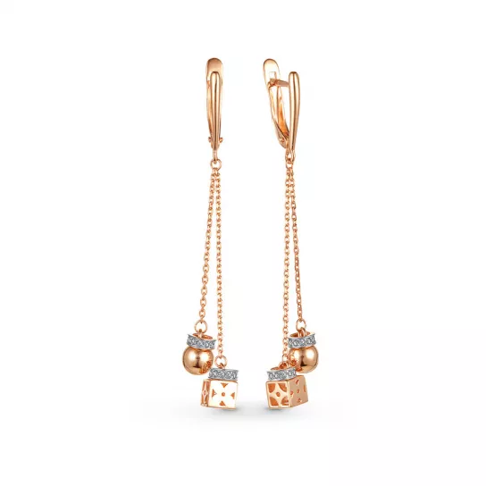 Серьги с фианитом из золота