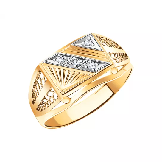 Кольцо-печатка с фианитом из золота