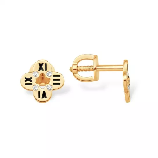 Пусеты с фианитом из золота