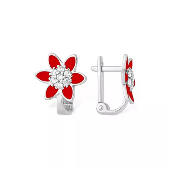 Серьги с фианитом из серебра