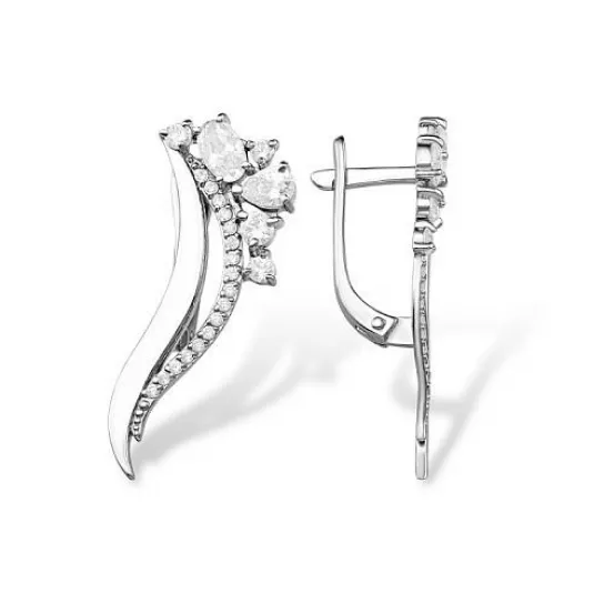 Серьги с фианитом из серебра