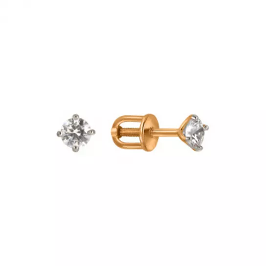 Пусеты с фианитом из золота