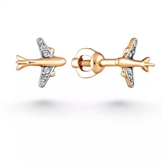 Пусеты с фианитом из золота