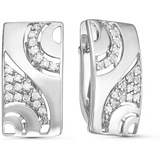 Серьги детские с фианитом из серебра