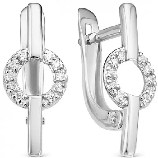 Серьги с фианитом из серебра