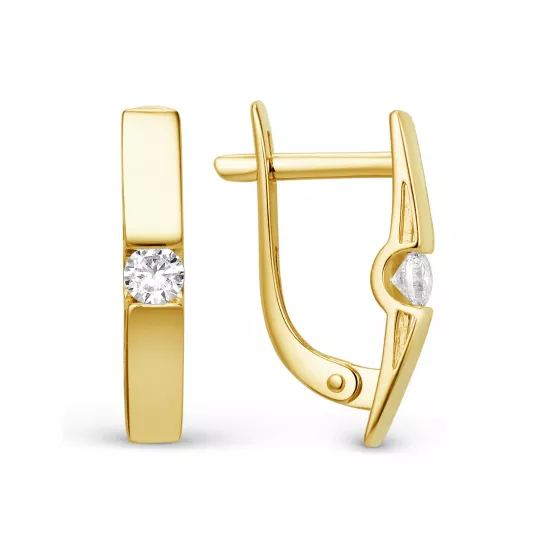 Серьги с фианитом из золота