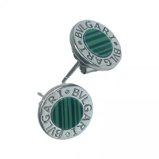 Пусеты с малахитом из серебра