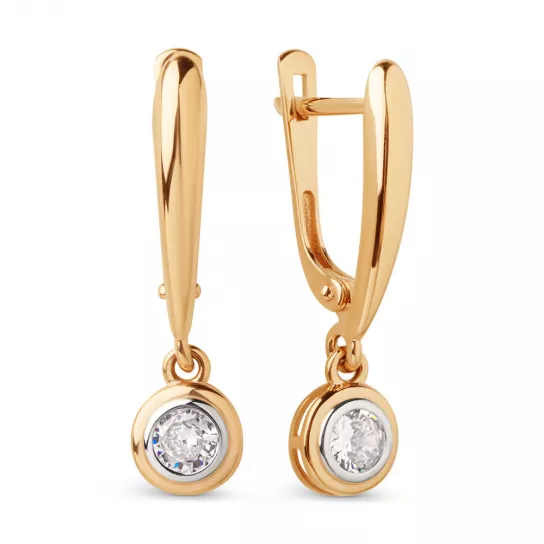 Серьги с фианитом из золота