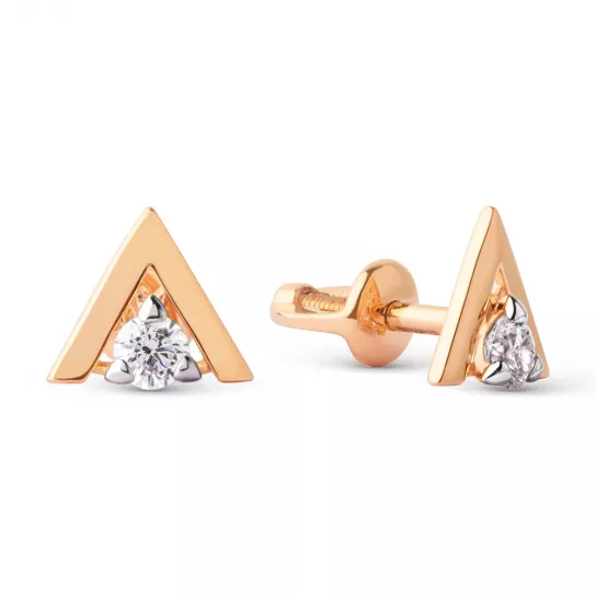 Пусеты с фианитом из золота