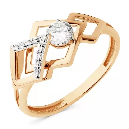 Кольцо с фианитом из золота