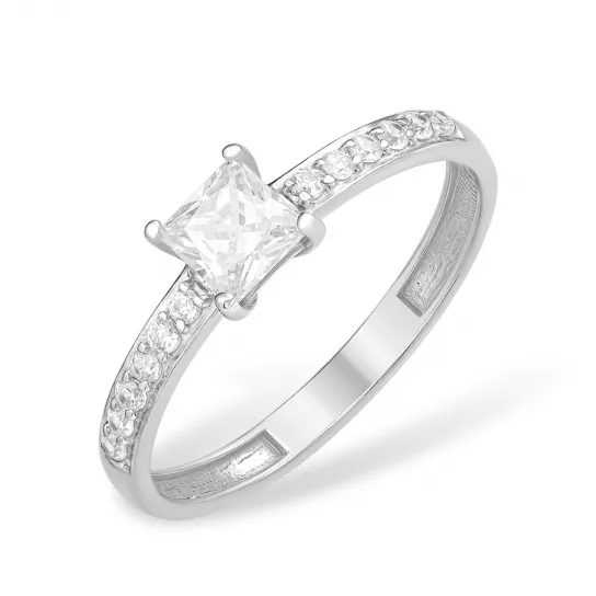 Кольцо с фианитом из серебра