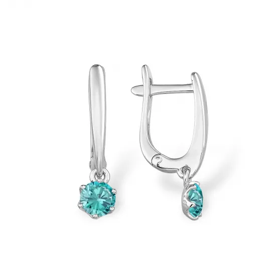 Серьги с фианитом из серебра