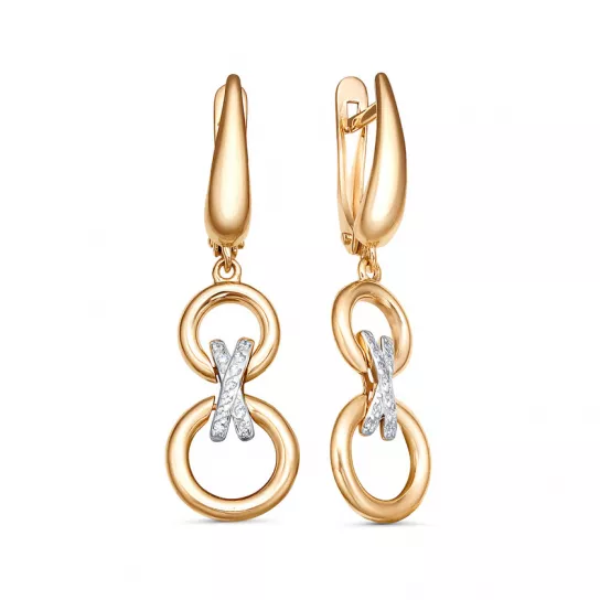 Серьги с фианитом из золота