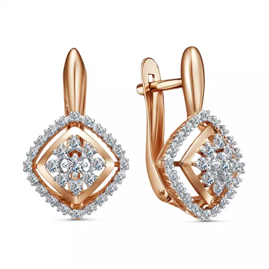 Серьги с фианитом из золота