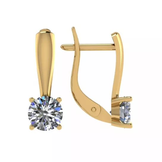 Серьги с фианитом из золота