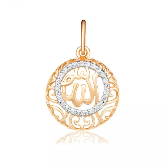Подвеска мусульманская с фианитом из золота