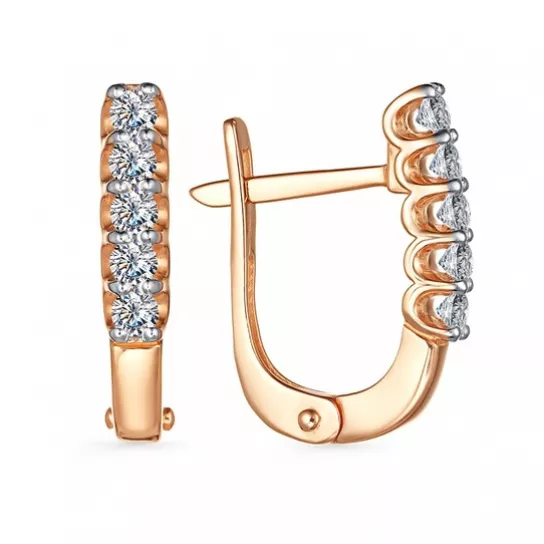 Серьги с фианитом из золота