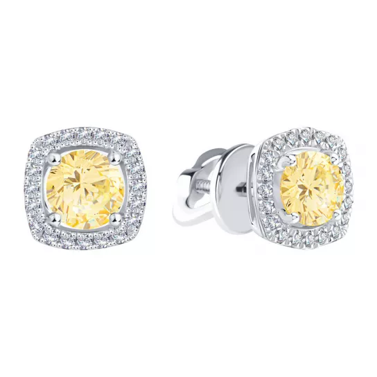 Пусеты с фианитом из золота