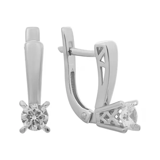 Серьги с фианитом из серебра