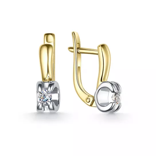 Серьги с фианитом из золота