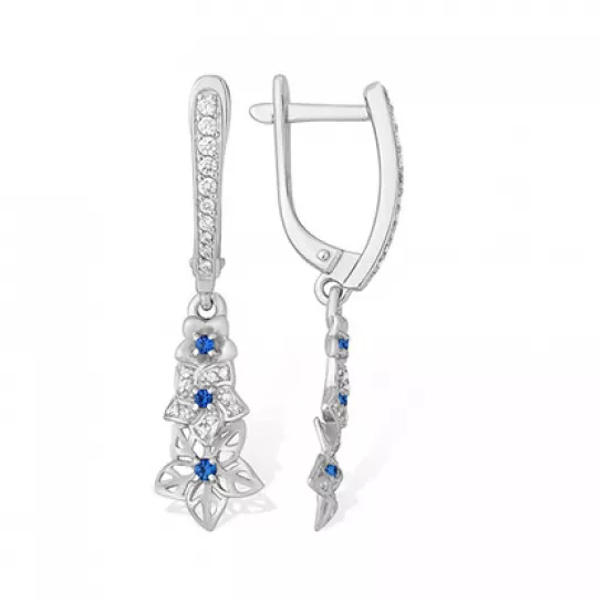 Серьги с фианитом из серебра